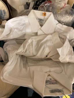 Lot of white formal shirts and pants, sportcoat , 1990s, different sizes,