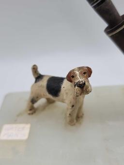 Antique Fountain / dip pen rest with dog