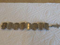 Art Deco Silver plated bracelet Elephants & Swords