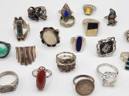 Lot of (20) vintage sterling silver rings, AWESOME GROUP