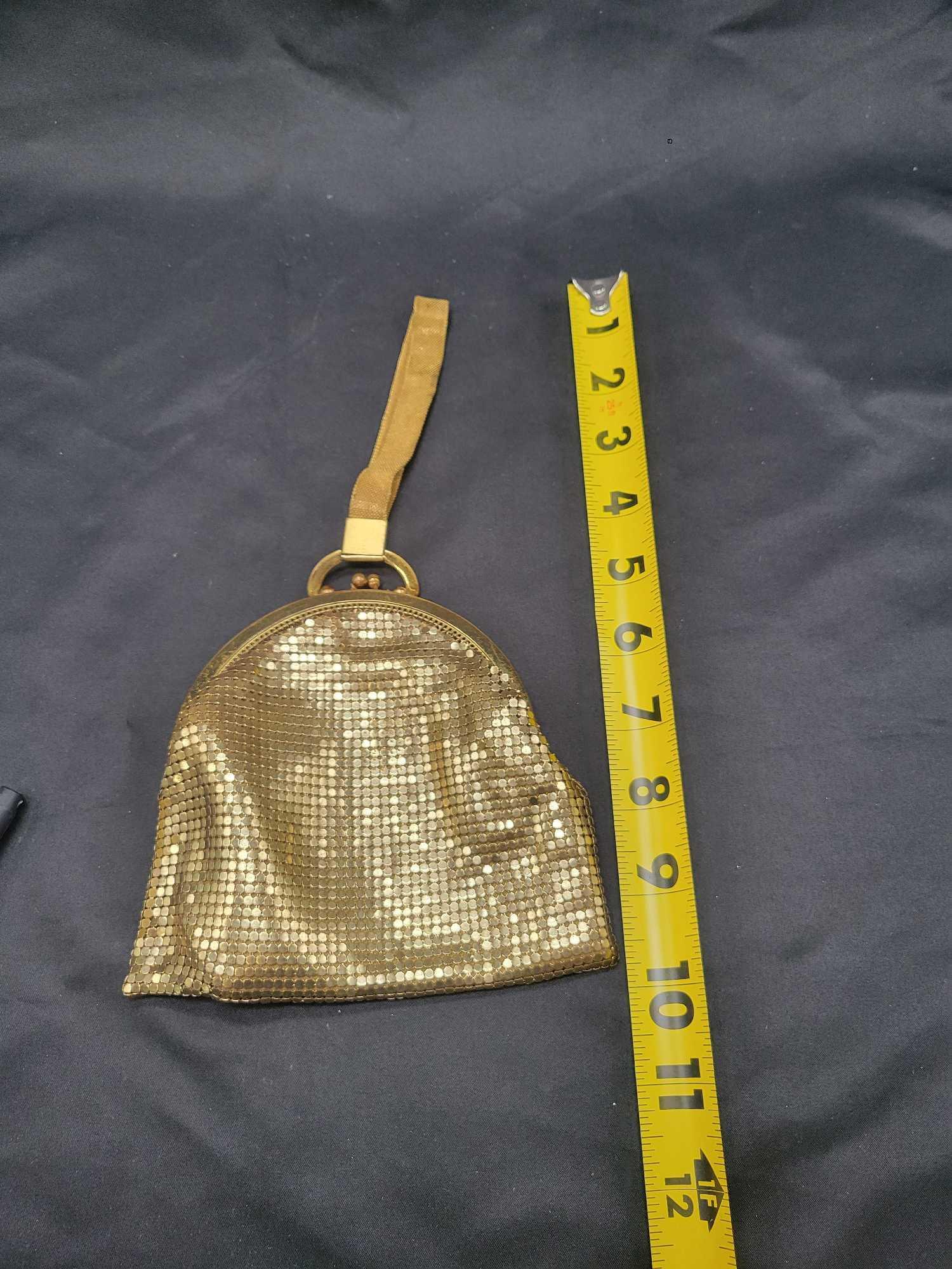 Vintage gold tone Whiting and Davis mess ladies bag