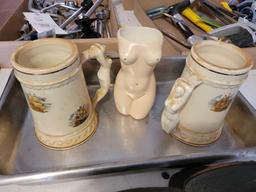 Vase, Cast Book Ends, Mugs