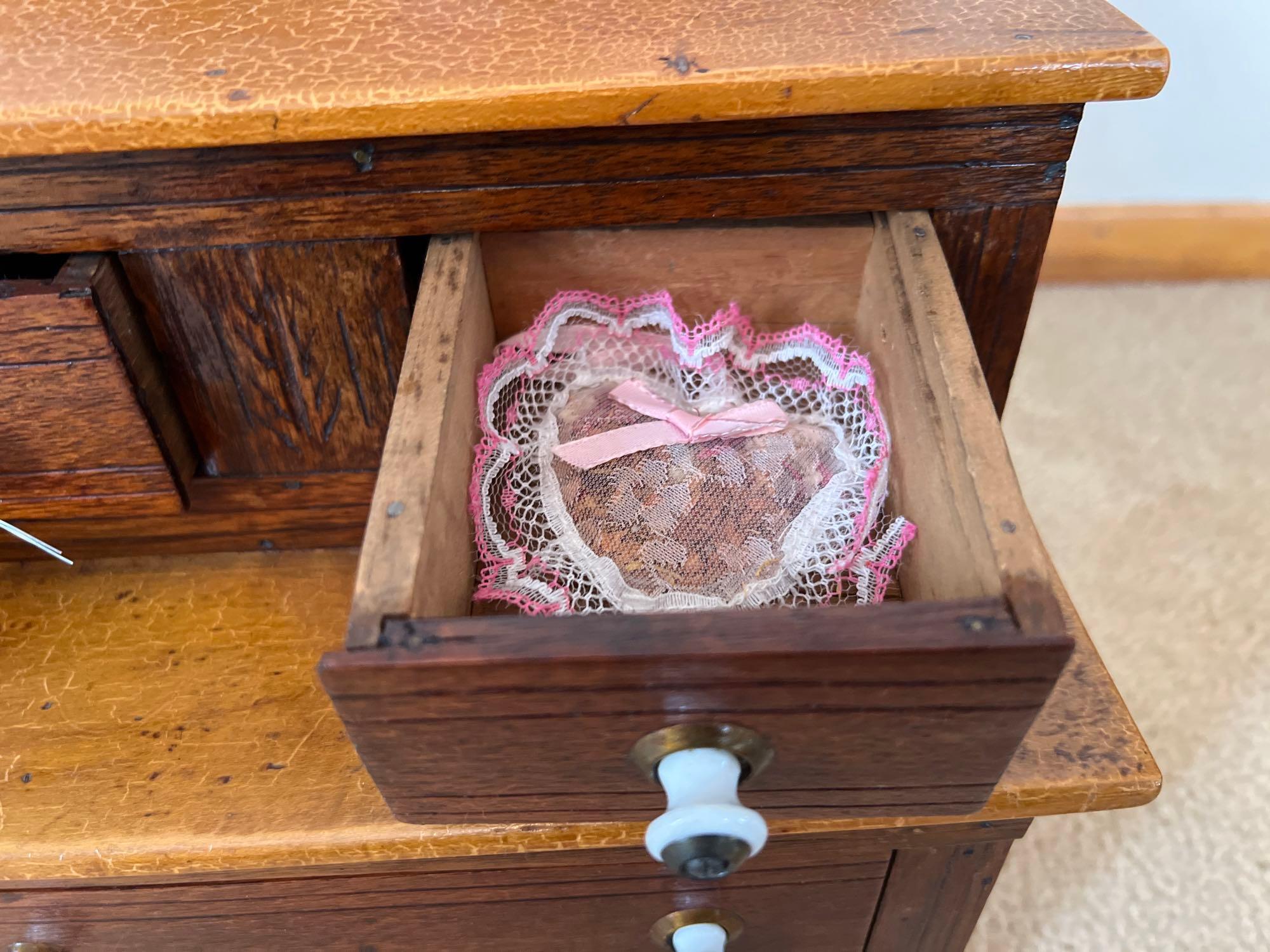 Vintage Wood Dresser Top Jewelry Box