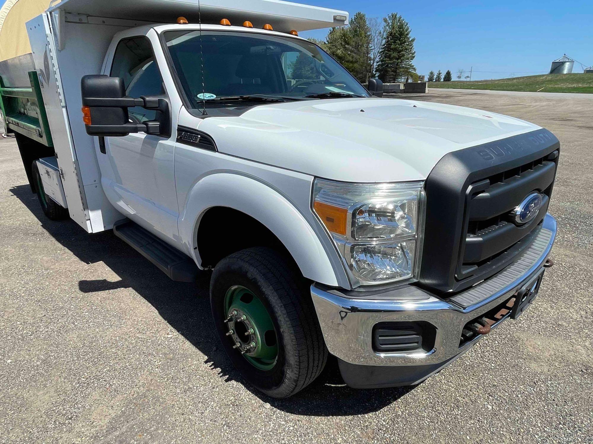 2013 Ford F-350 Dump Truck 8ft. 4x4 with alum toolbox; 91,163 mi