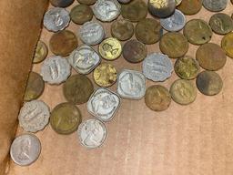 box of foreign coins