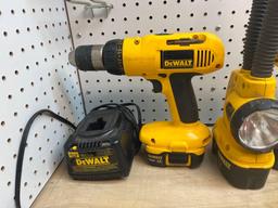 Dewalt Cordless Drill and Flash Light Set with (2) Chargers, (3) 18v XRP Batteries