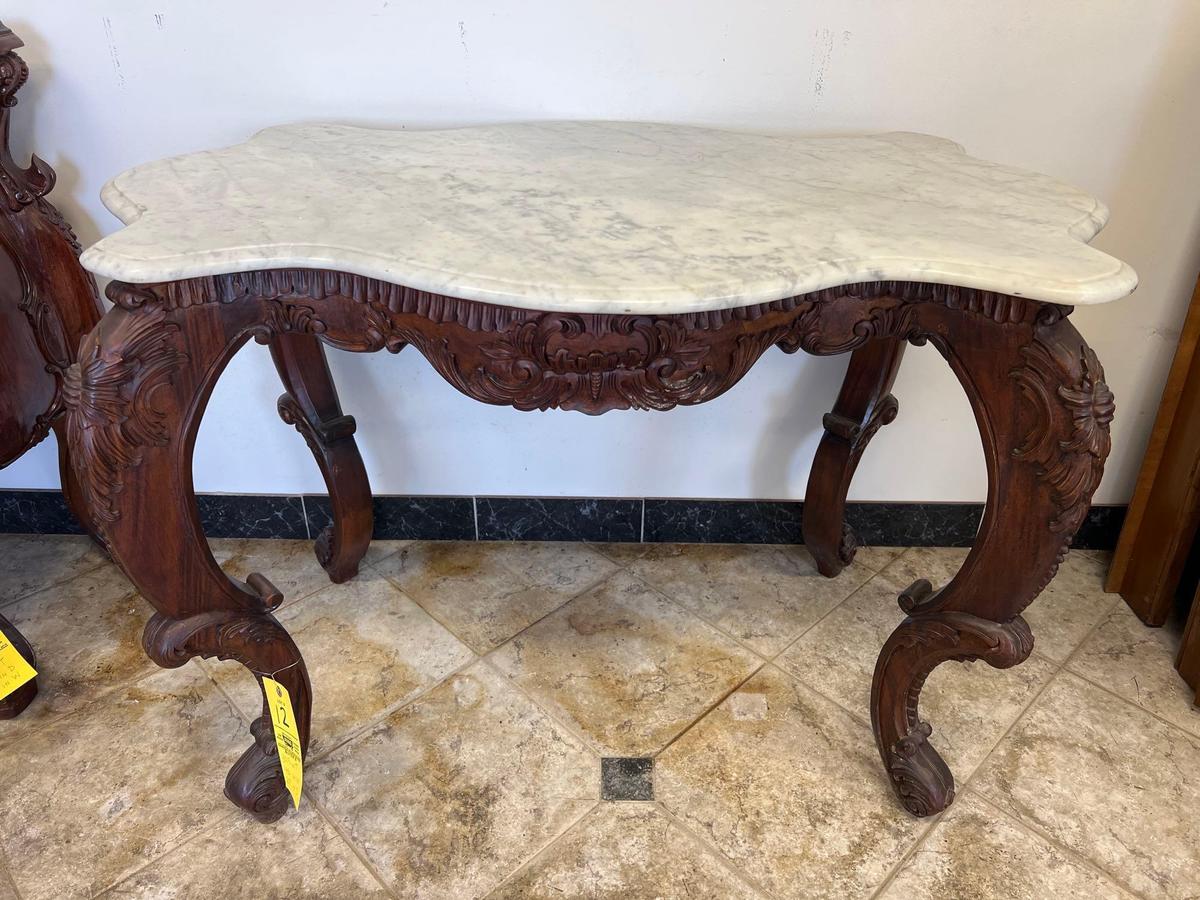 1930s Portuguese Credenza with White Marble and Brazilian Jacaranda Wood