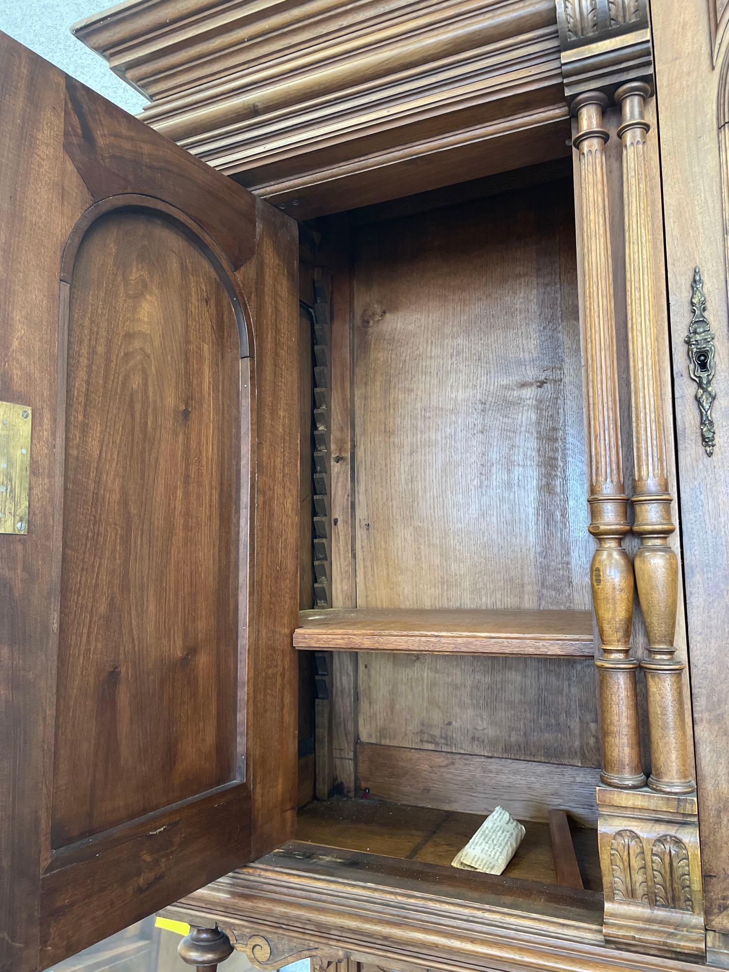 Ornate 1890s British Walnut Hutch