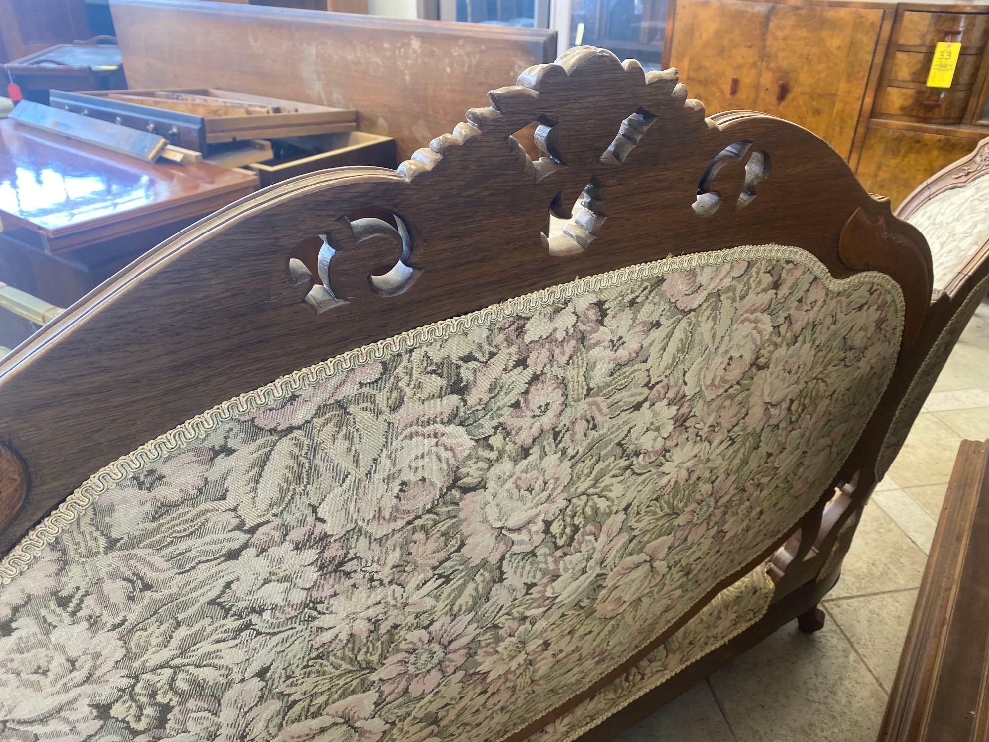 1890s Victorian Carved Rosewood Floral Pattern Sofa