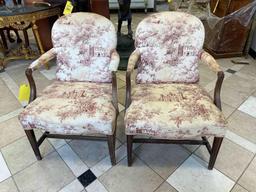 Pair of Early Upholstered Arm Chairs