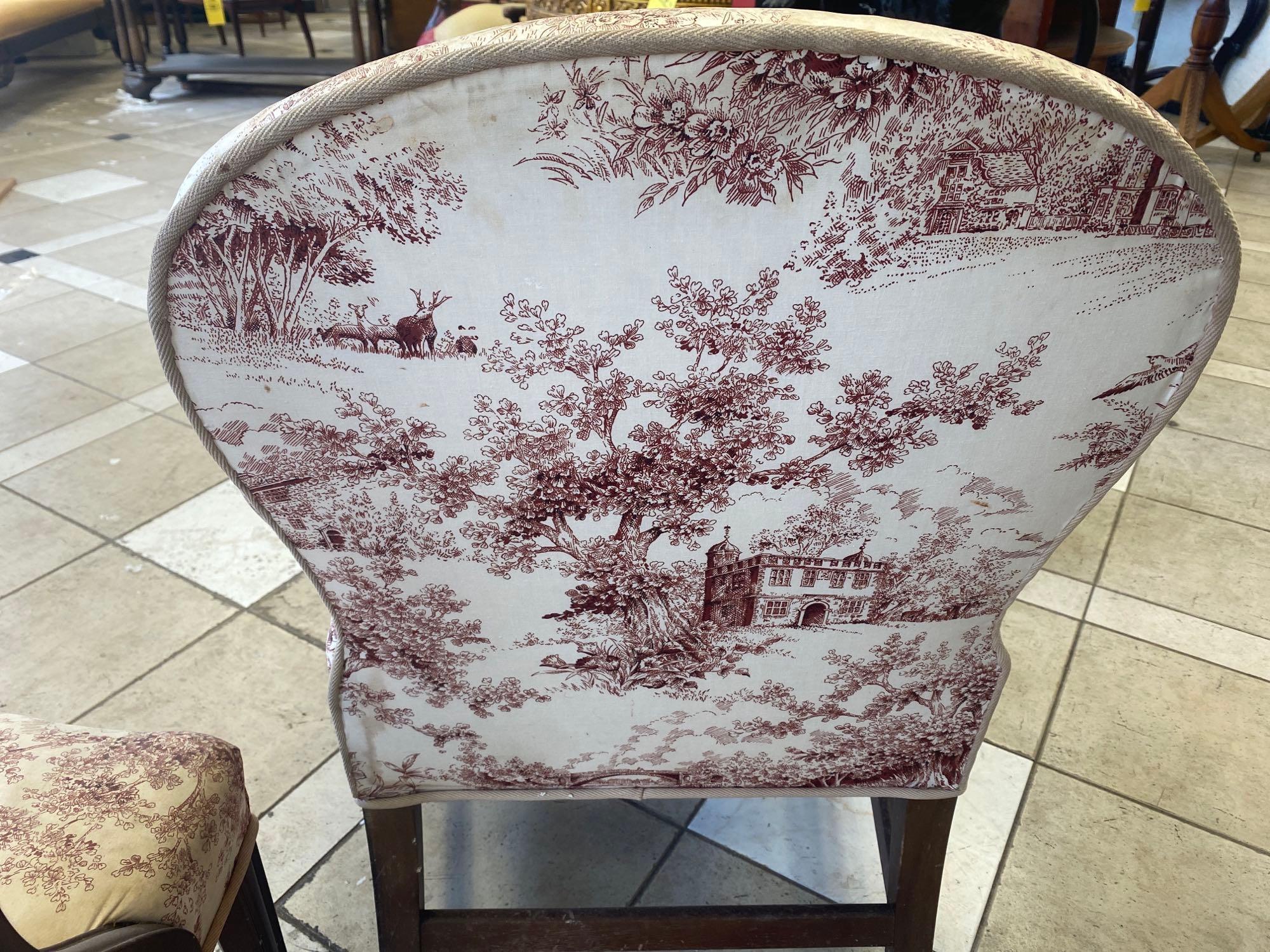 Pair of Early Upholstered Arm Chairs