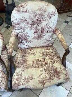 Pair of Early Upholstered Arm Chairs