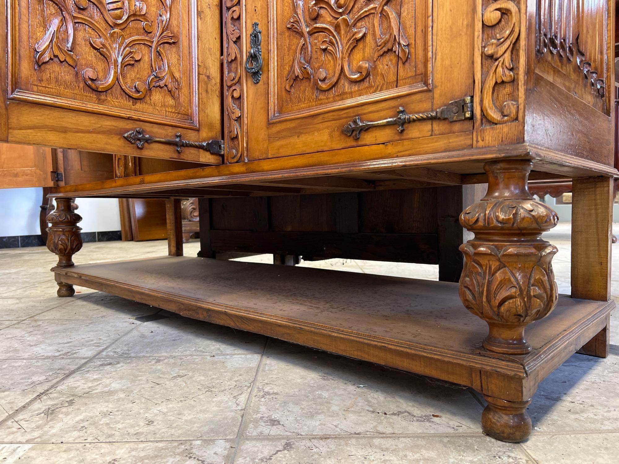 Ornate 1940s Mexican Walnut Buffet Server