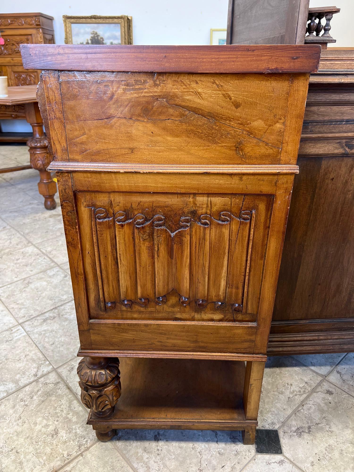 Ornate 1940s Mexican Walnut Buffet Server