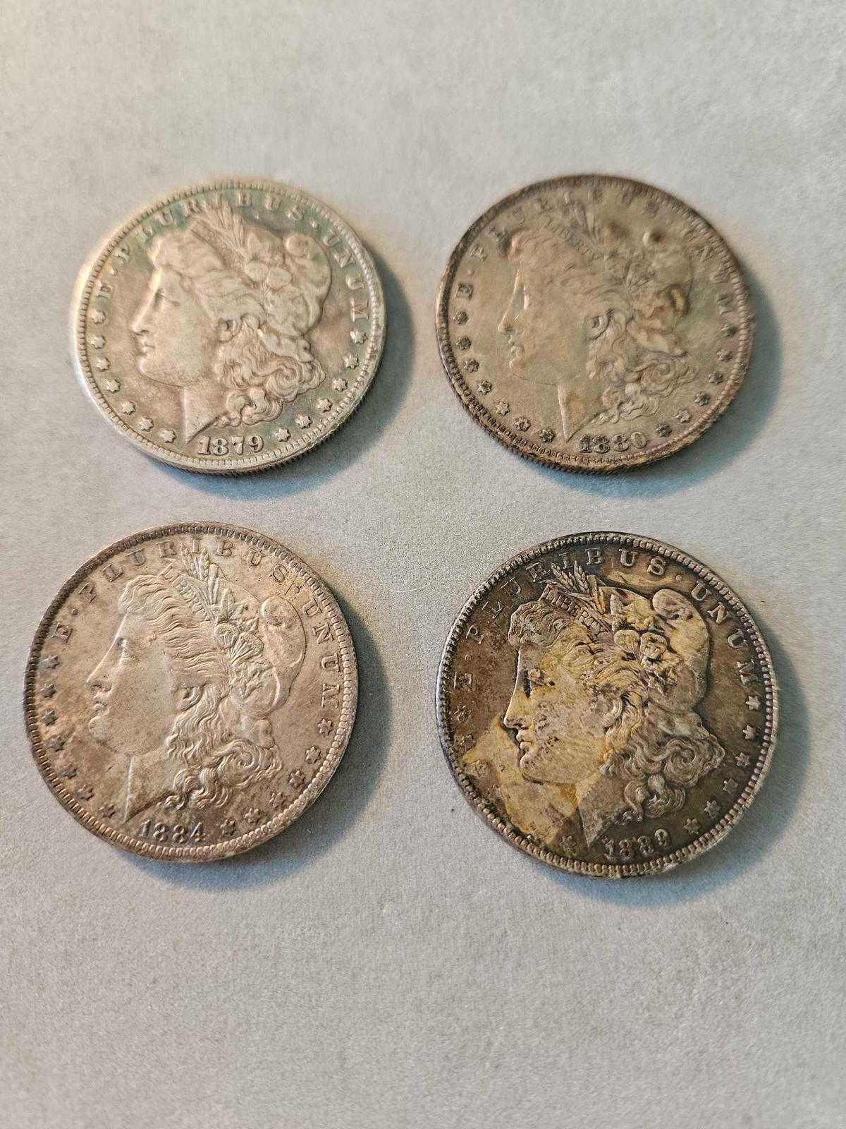 Morgan dollars, bid x 4