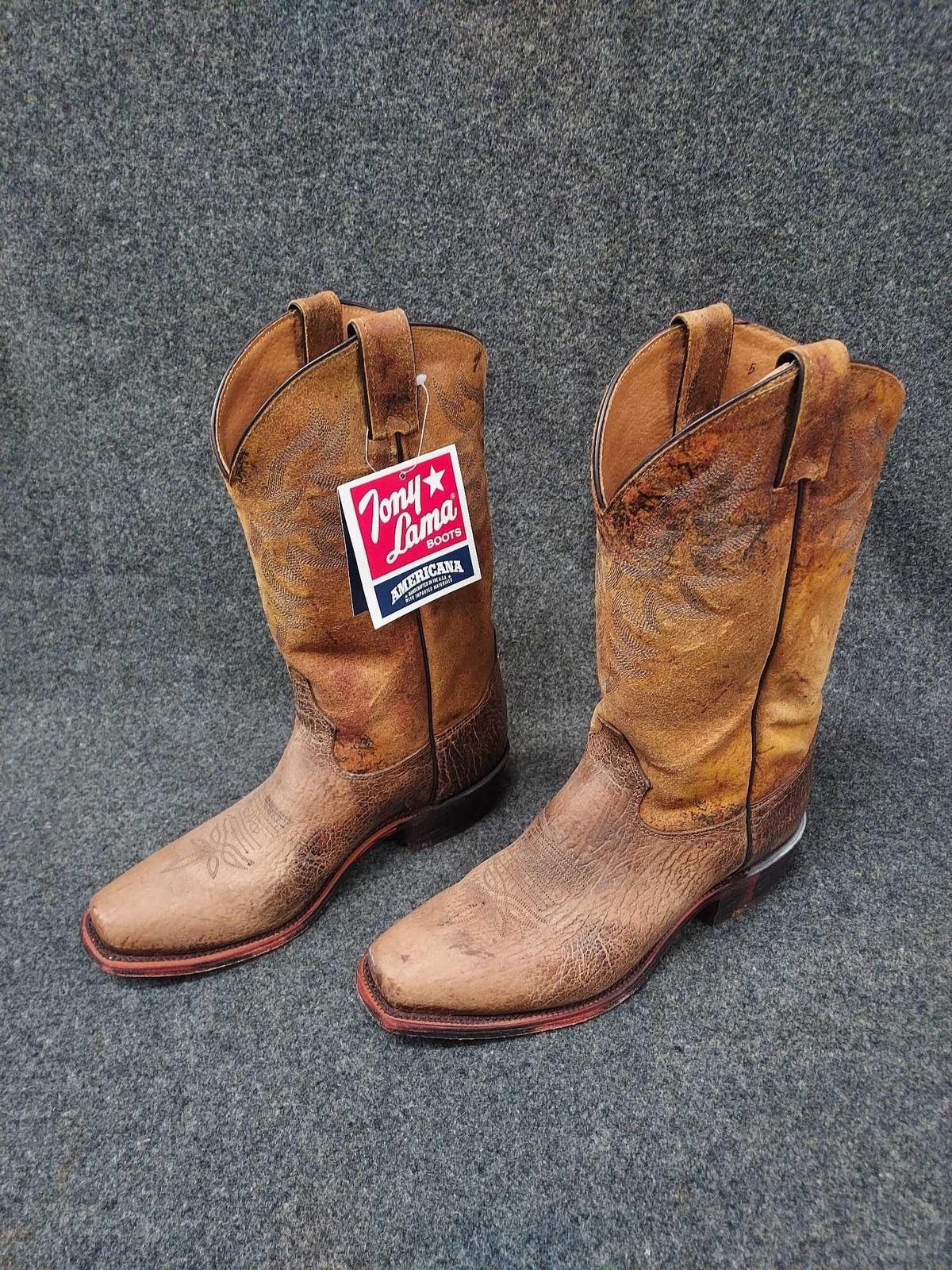 Mens Size 9 Tony Lama Leather Cowboy Boots