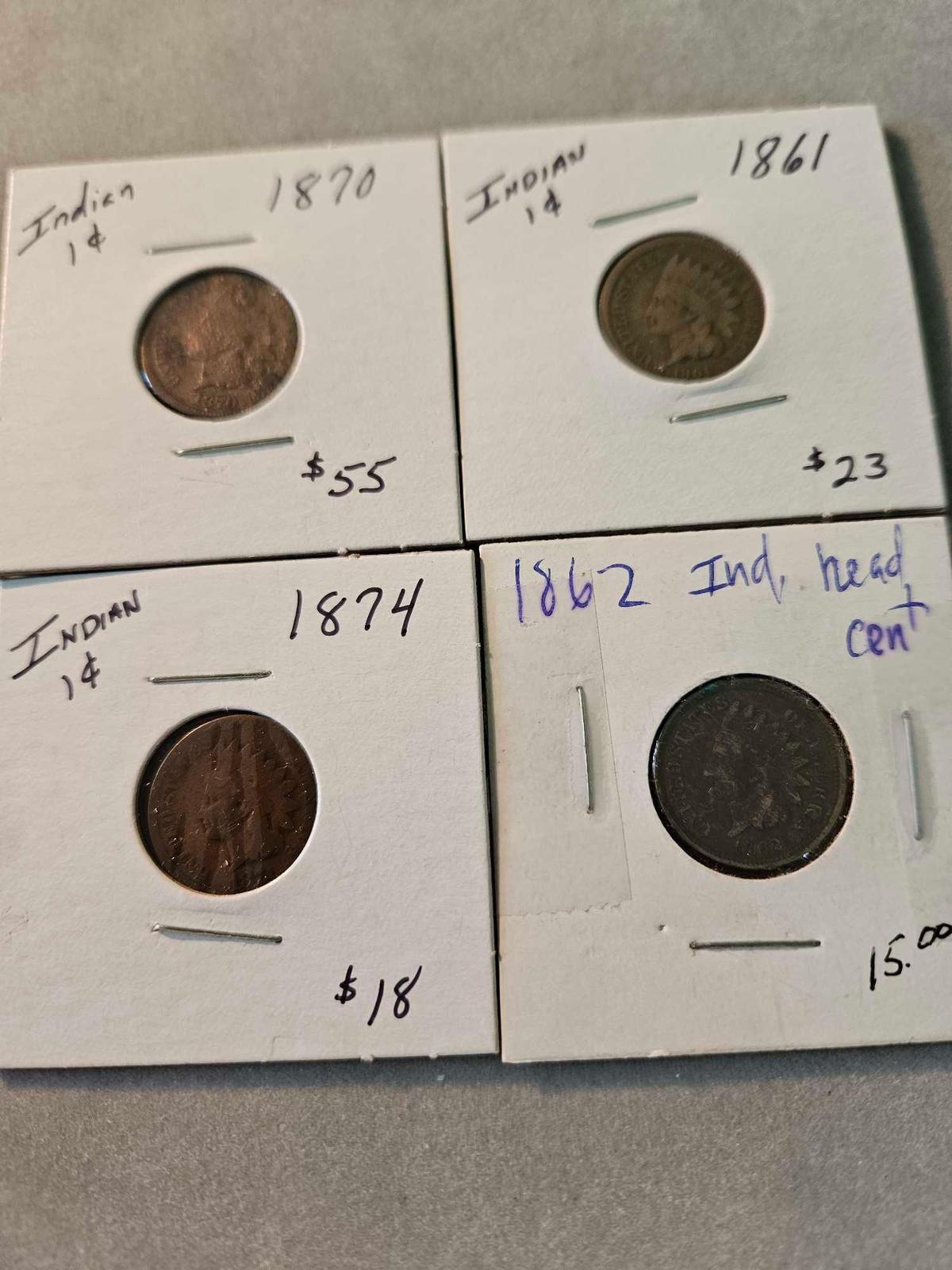 Indian head cents, bid x 4