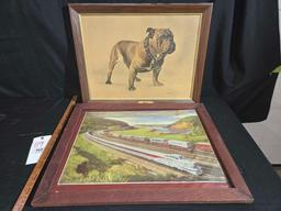 Mack Framed Oil on Canvas & Framed Pennsylvania Railroad Print