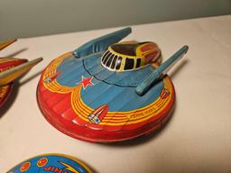 Assortment of Tin Litho Spaceships - Modern Toys, SFA