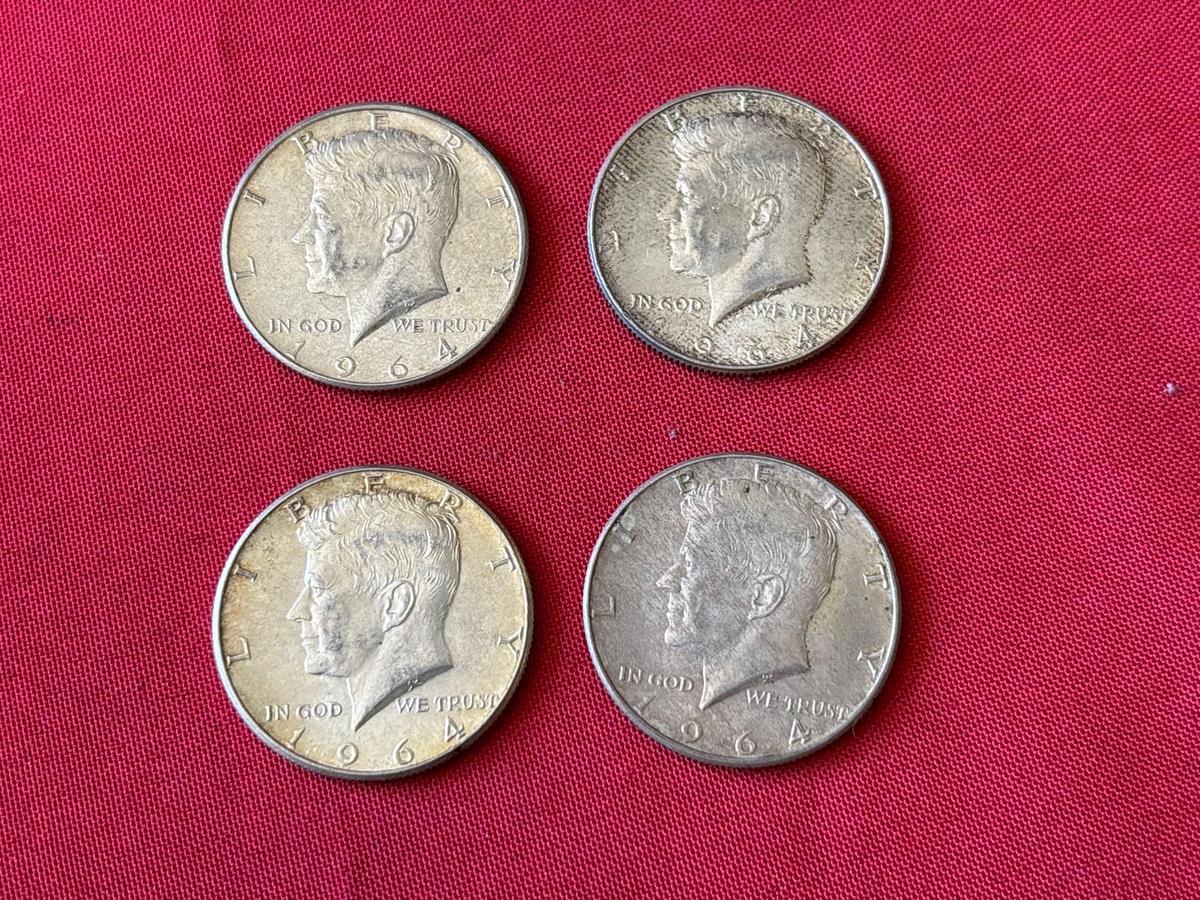 (4) 1964 Silver Half Dollar Coins