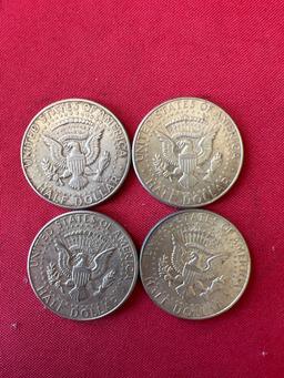 (4) 1964 Kennedy Silver Half Dollar Coins