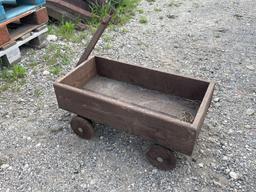 Wooden wagon and old school chair