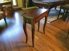 Narrow one drawer side table with inlay top