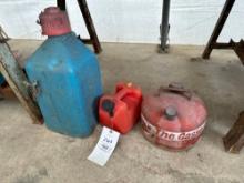 Vintage Gas Cans 1 metal 2 plastic