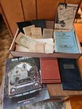 Assortment of emphora - loew's theater, rules of order books, projectors, and more