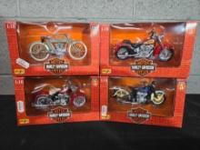 4 Maistro Harley Davidson 1/18 Scale Diecast Motorcycles