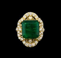 14KT Yellow Gold 9.30 ctw Emerald and Diamond Ring