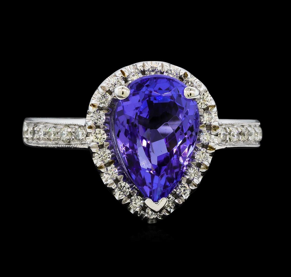 3.50 ctw Tanzanite and Diamond Ring - 14KT White Gold