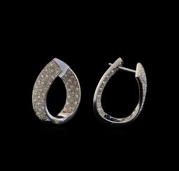 1.03 ctw Diamond Hoop Earrings - 14KT White Gold