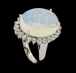 9.45 ctw Opal and Diamond Ring - 14KT White Gold