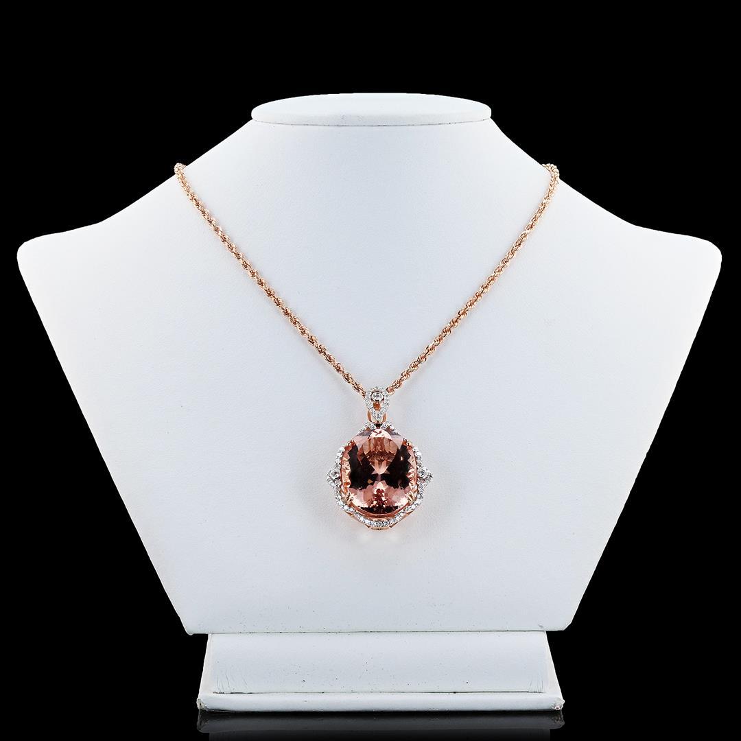 31.83 ctw Morganite and 1.01 ctw Diamond 14K Rose Gold Pendant