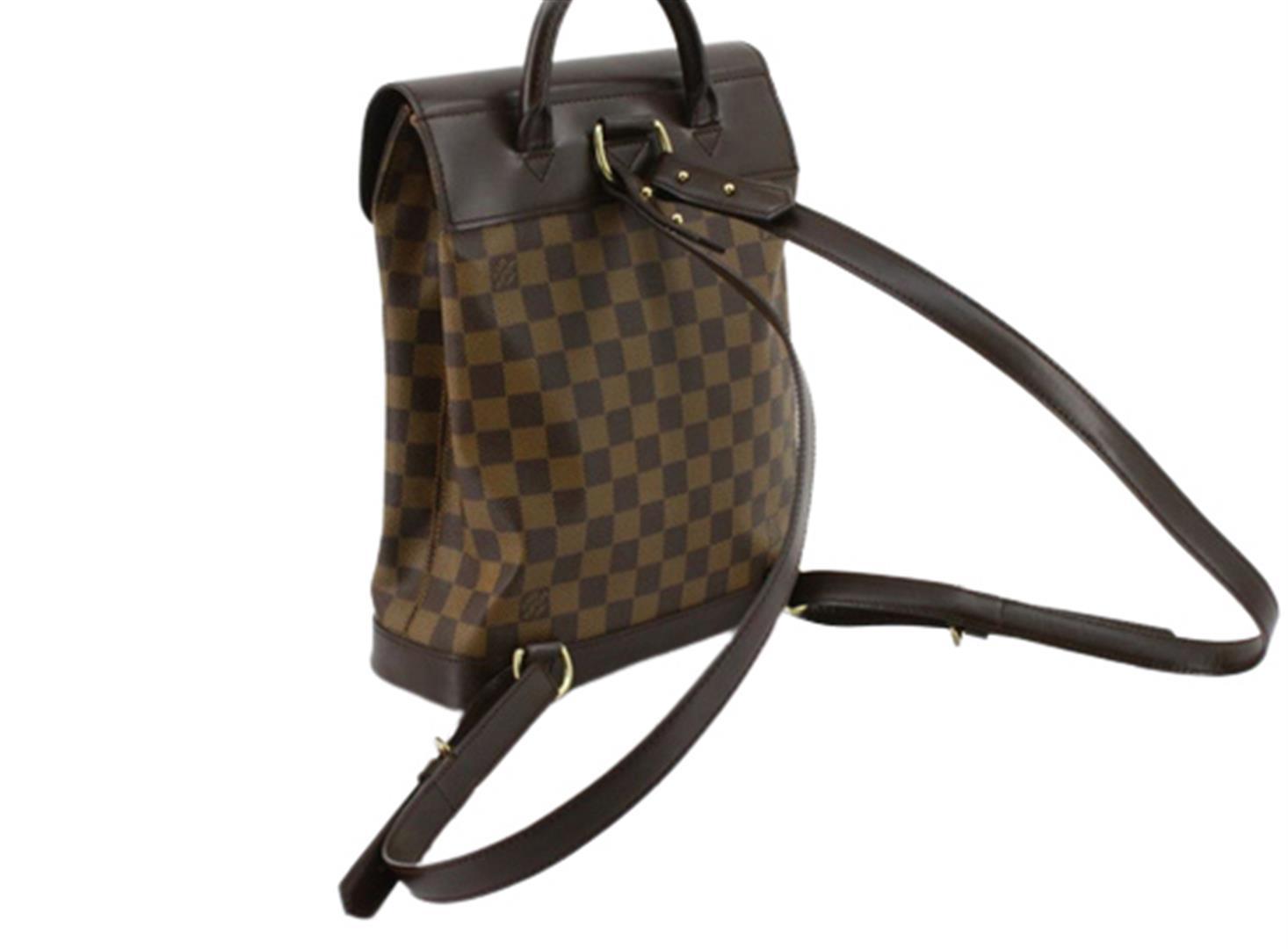 Louis Vuitton Damier Ebene Canvas Leather Soho Backpack