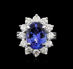 14KT White Gold 6.57 ctw Tanzanite and Diamond Ring