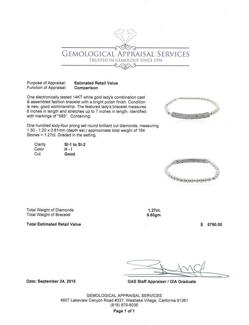 1.27 ctw Diamond Bracelet - 14KT White Gold