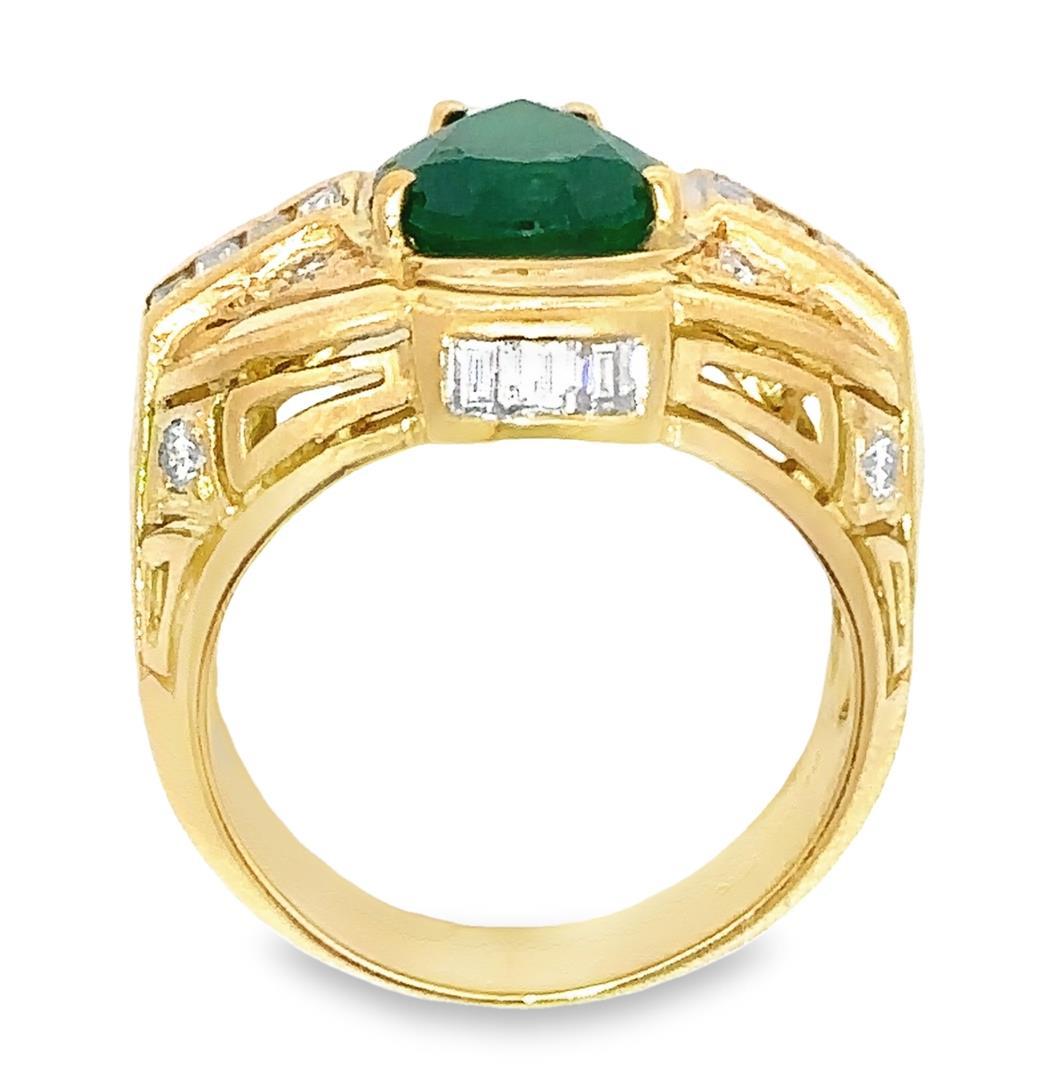 2.64 ctw Emerald and 1.50 ctw Diamond Ring - 18KT Yellow Gold