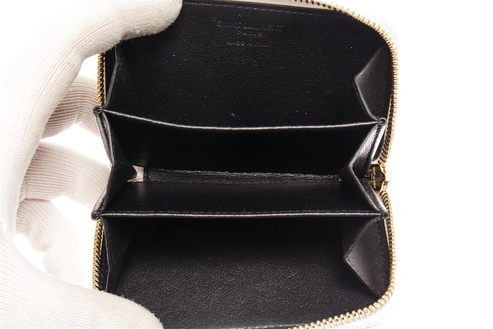 Saint Laurent White Multicolor Leather Small-Shapes Print Compact Zippy Wallet