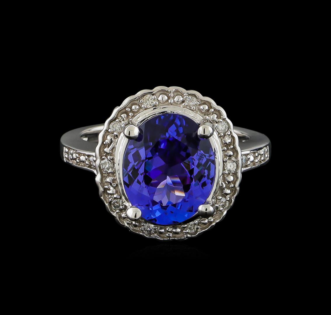 3.65 ctw Tanzanite and Diamond Ring - 14KT White Gold