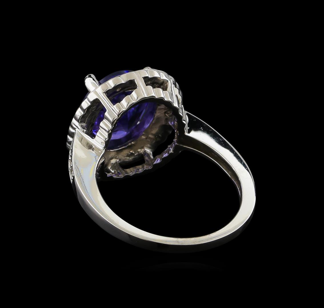 3.65 ctw Tanzanite and Diamond Ring - 14KT White Gold