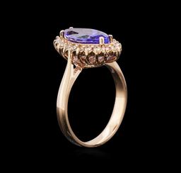 2.50 ctw Tanzanite and Diamond Ring - 14KT Rose Gold