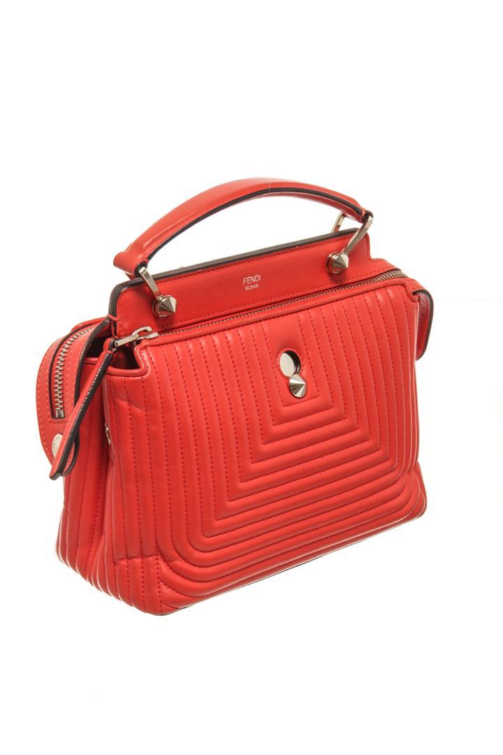 Fendi Red Leather DotCom Click Top Shoulder Bag