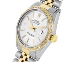 Rolex 36MM 2Tone Silver Dial 18K Yellow Gold Diamond Bezel Datejust With Rolex B