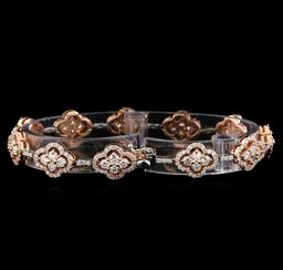 4.39 ctw Diamond Bracelet - 14KT Rose and White Gold