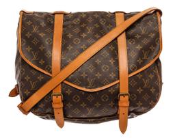 Louis Vuitton Brown Monogram Canvas Leather Saumur 43 Messenger Bag