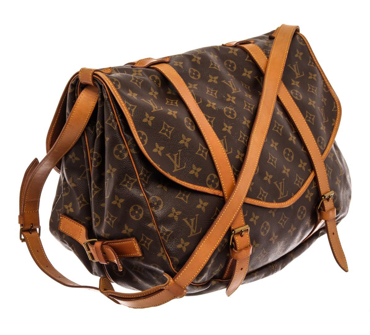 Louis Vuitton Brown Monogram Canvas Leather Saumur 43 Messenger Bag