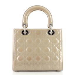 Christian Dior Lady Dior Bag Cannage Quilt Patent Medium