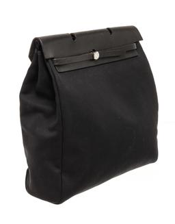 Hermes Black Canvas Leather GM HendBag